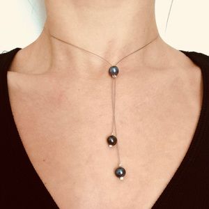 Authentic black Tahitian pearl necklace